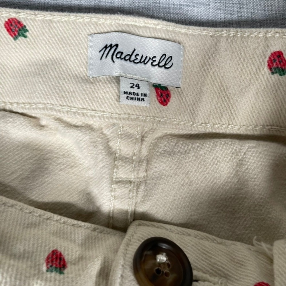 Madewell Strawberry Print High Rise Denim Shorts Womens Size 24 - Picture 5 of 13